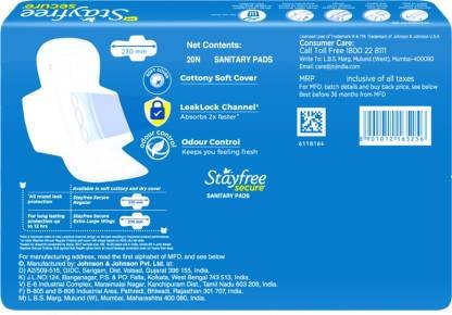 https://shoppingyatra.com/product_images/STAYFREE Secure Cottony Soft Regular Wings Sanitary Pad  (Pack of 20)4.jpeg